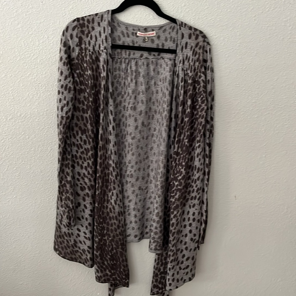 Rebecca Taylor Cashmere & Silk 
open front Animal Print Cardigan 
Sz L